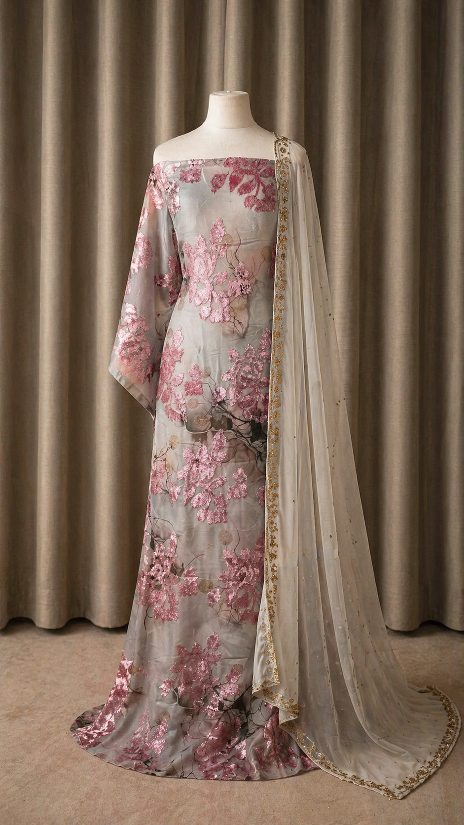 Layered Maqbal Collection | Grey & Pink Dirac