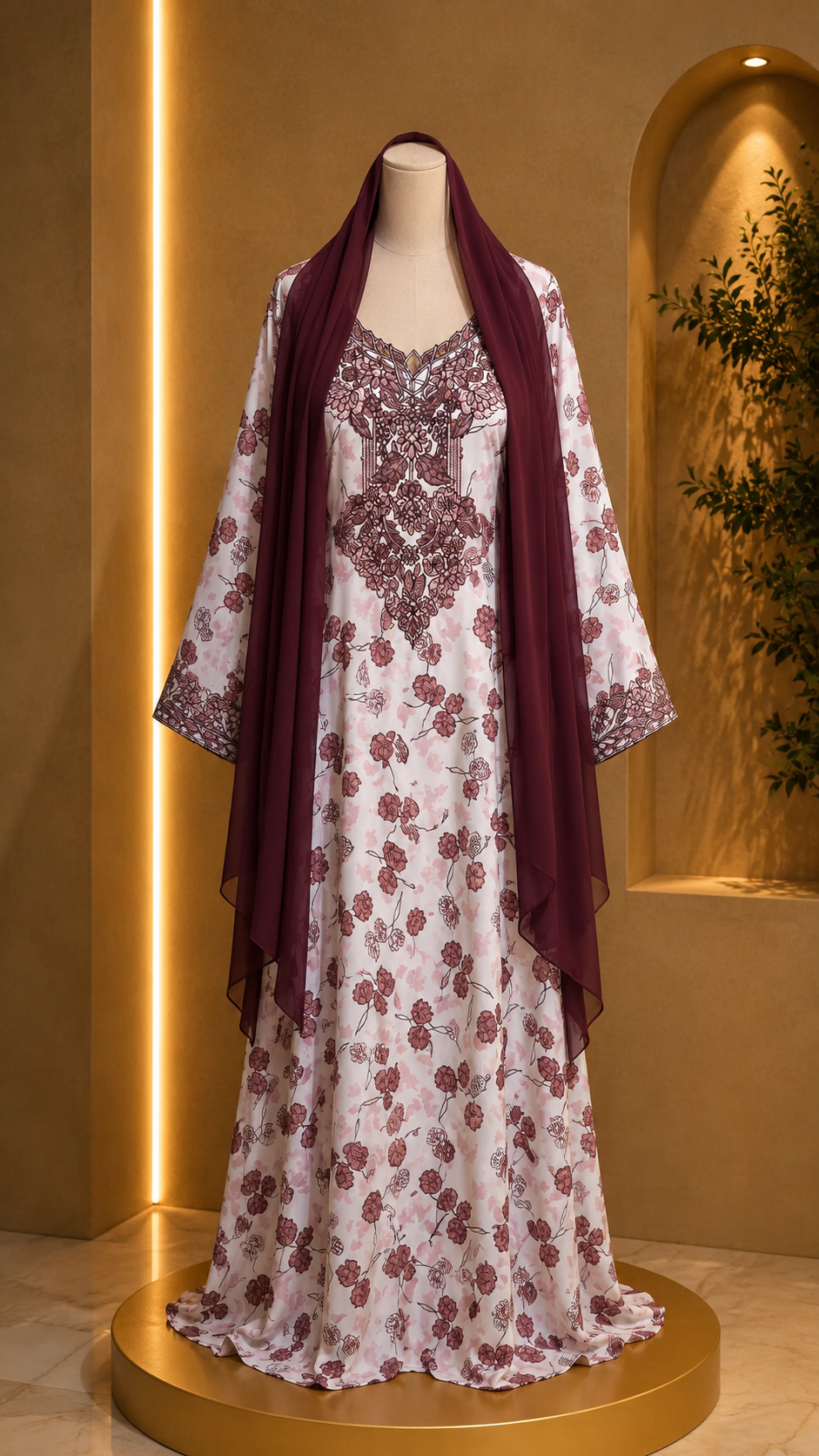 Burgundy Flower Cut Out Makhawer
