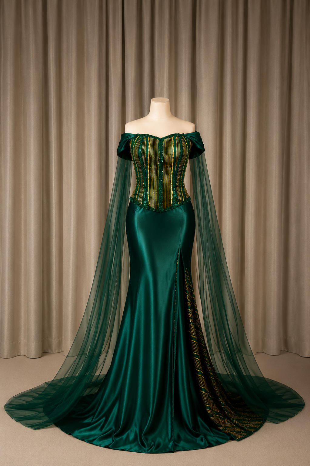 Hido iyo Dhaqan Bridal Corset Dress | Emerald Green