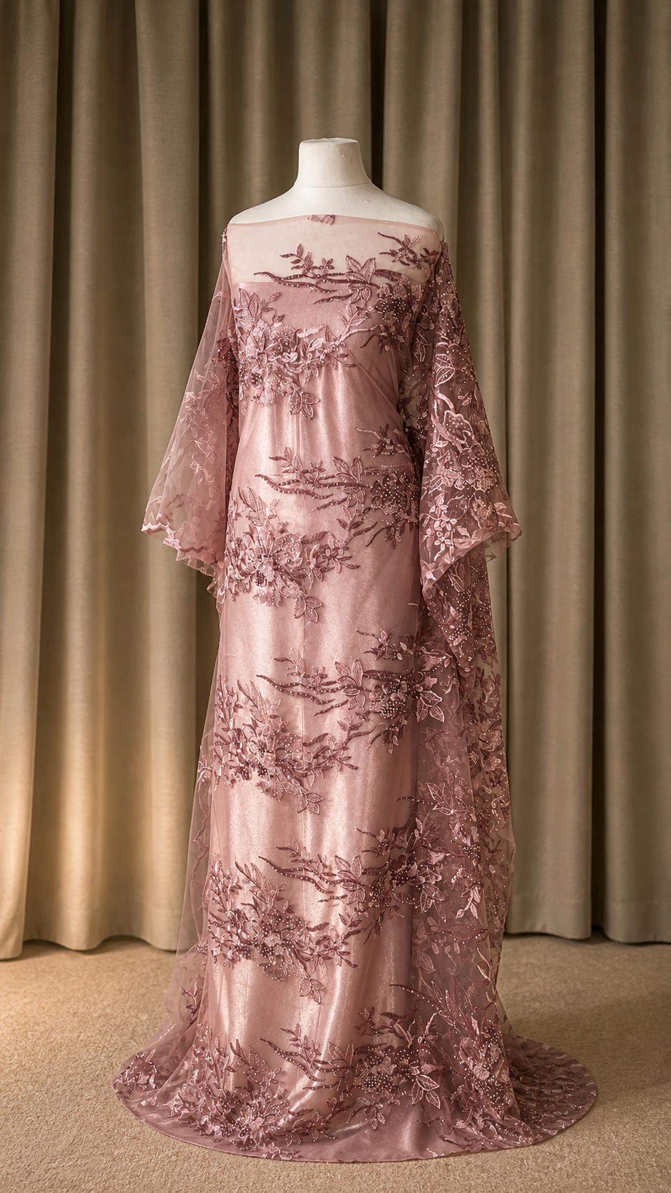 Floral Embroidered Lace Dirac Set | Pink