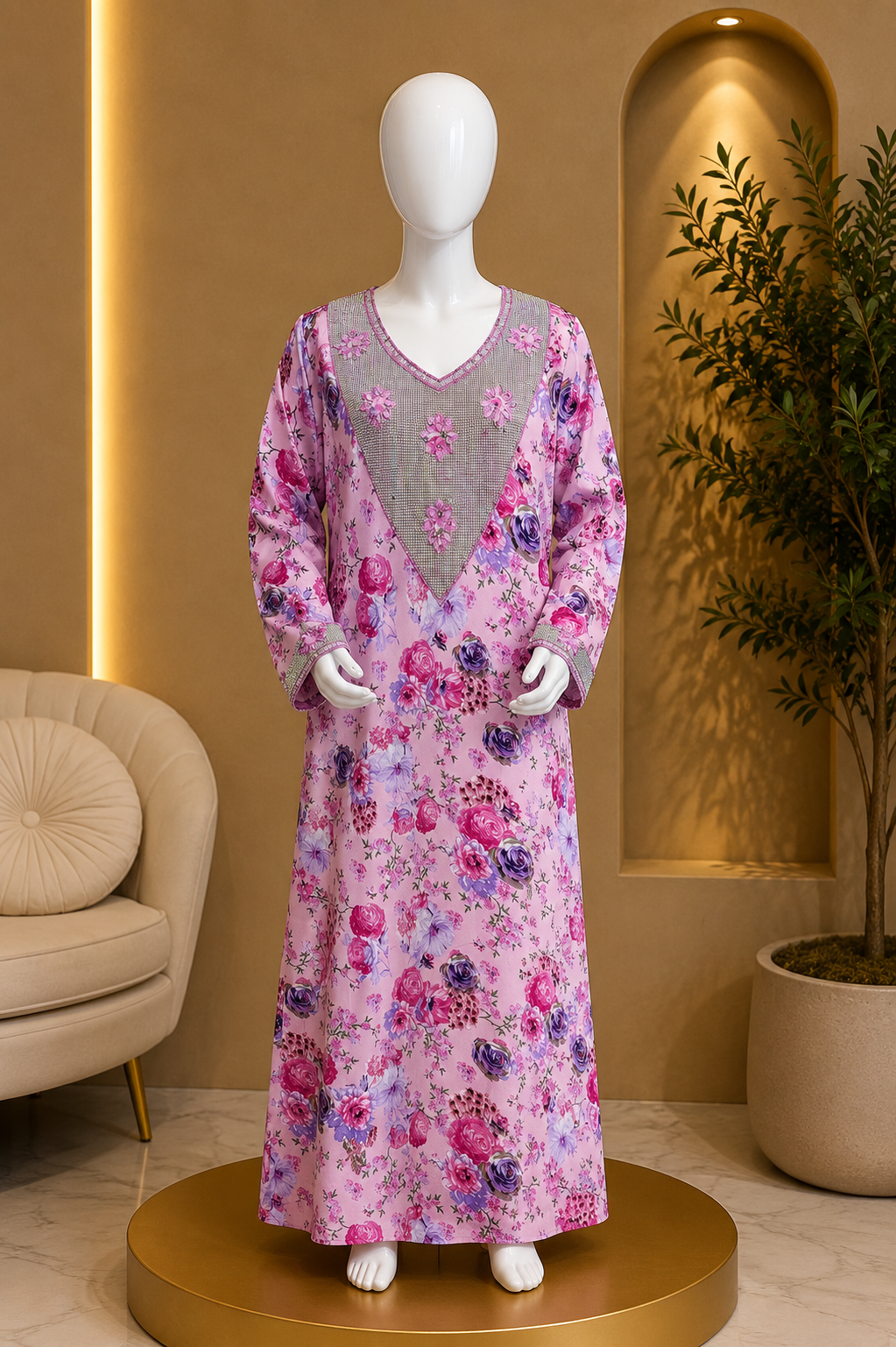 Pink kids Floral Makhawer