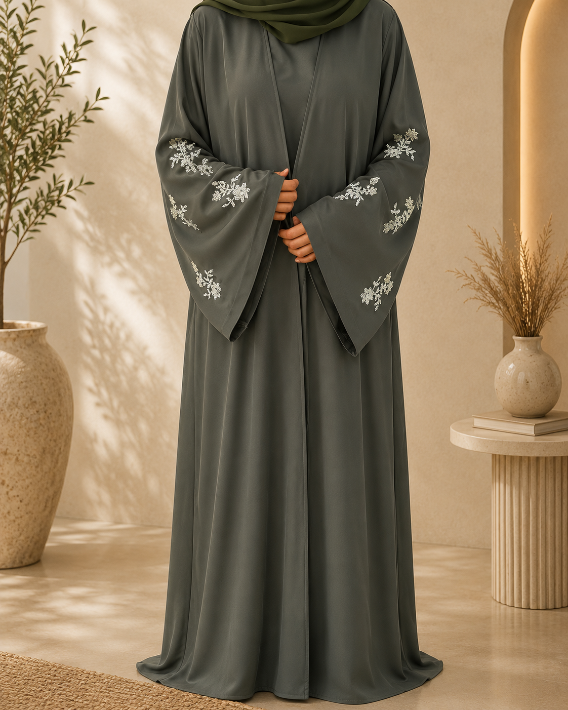 Olive Embellished Abaya
