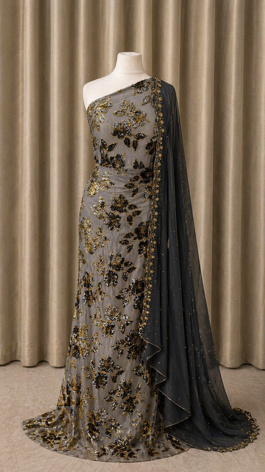 Luxury Maqbal Collection | Grey Dirac Set