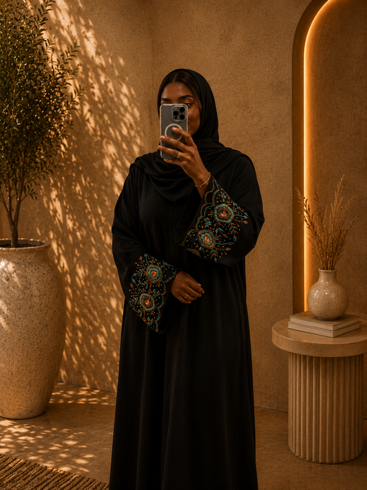 Abaya Noor – Turquoise Ember
