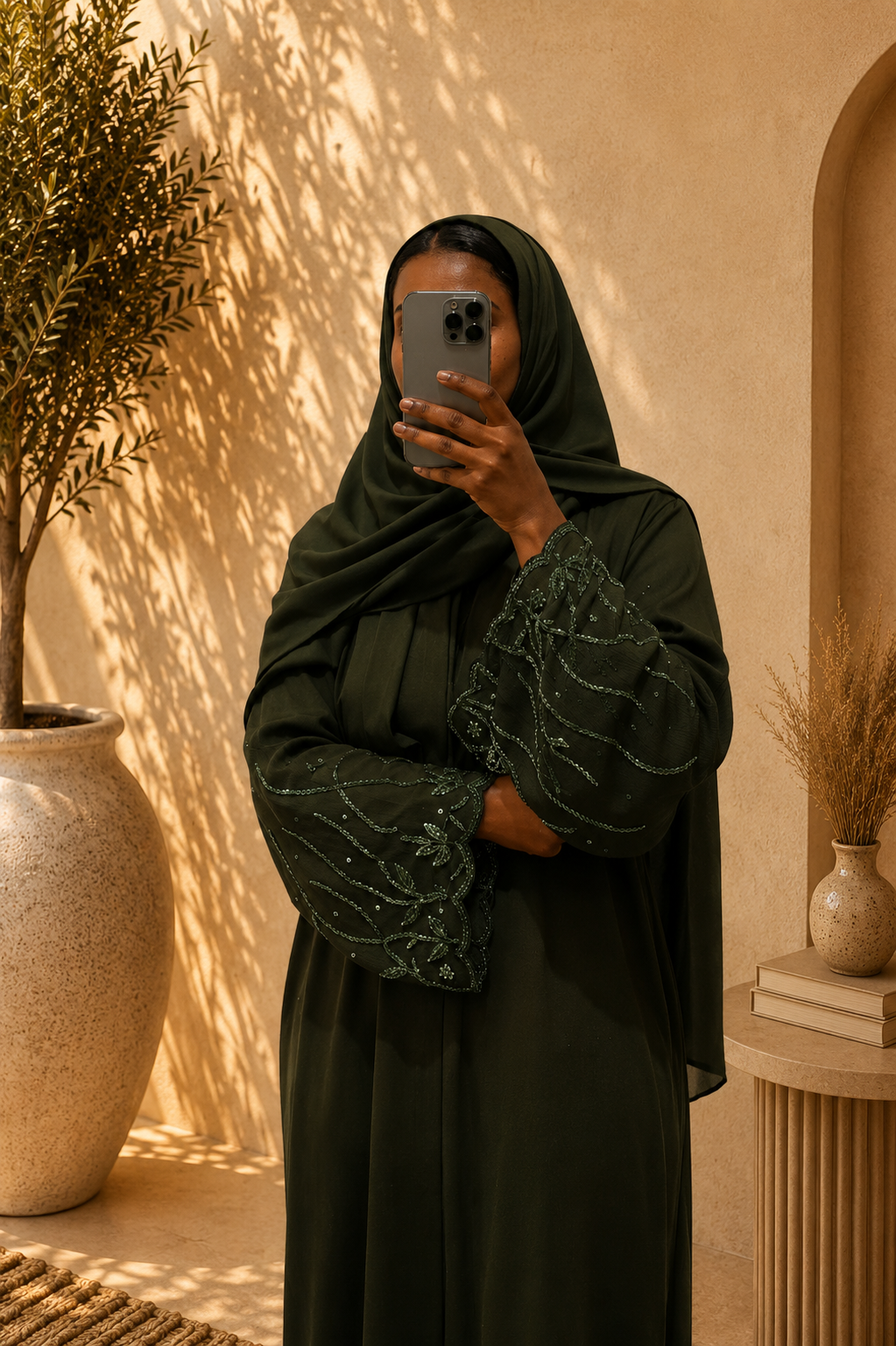 Abaya Yasmin – Olive Stardust
