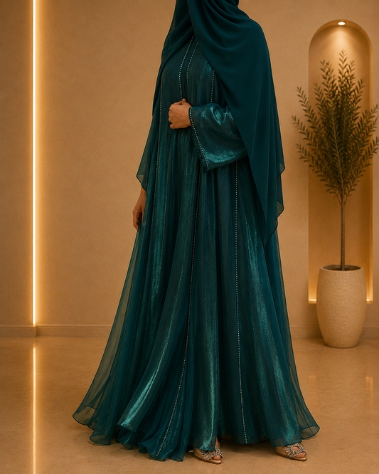 Luxe Dress Abaya - Teal