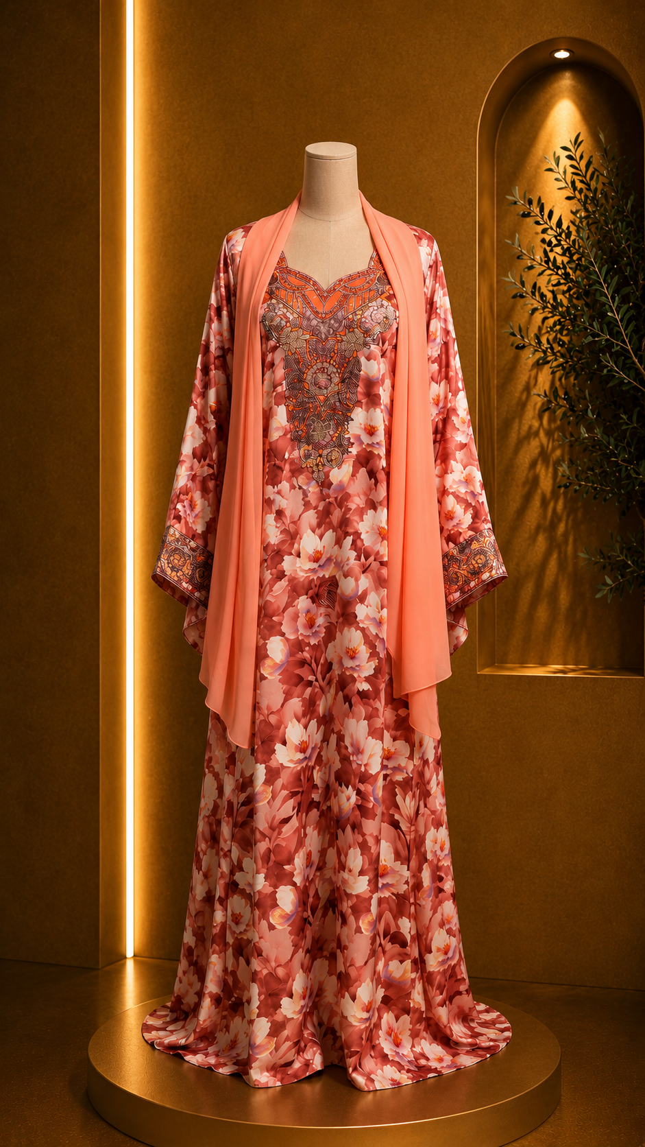 Orange Floral Makhawer