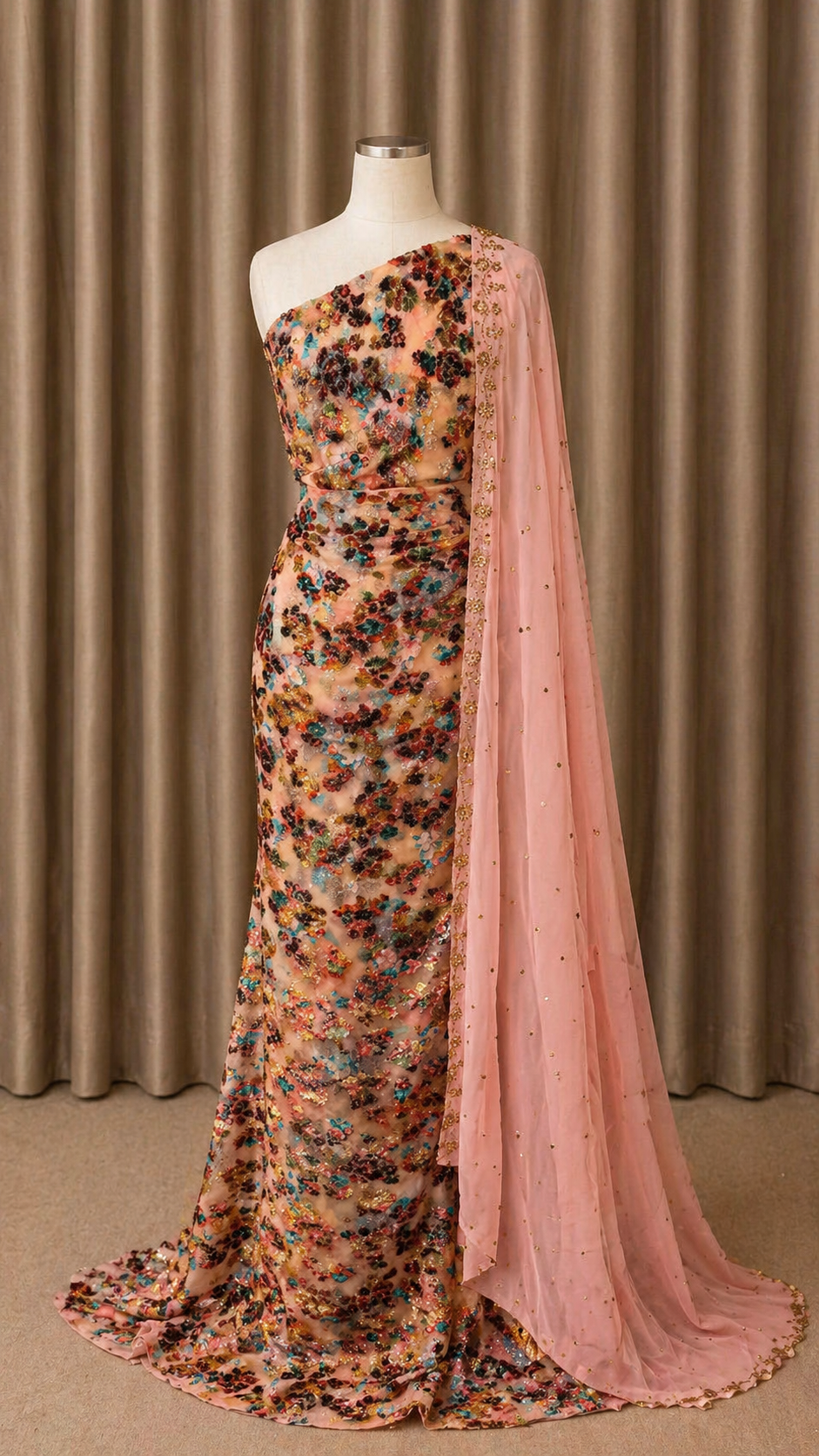 Bloom Maqbal Collection | Peach/Pink Dirac Set
