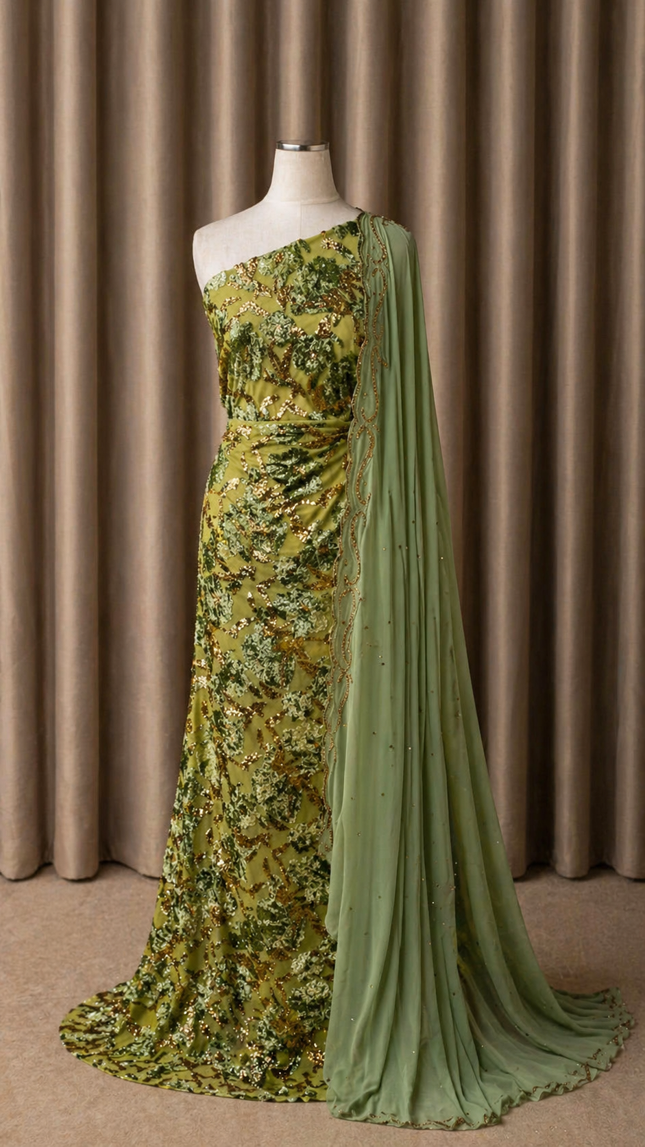 Intricate Floral Maqbal Collection | Sage Green & Mint Dirac Set