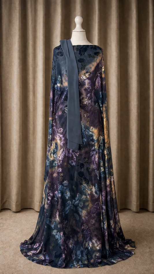 Floral Velvet Dirac Set - Blue/Purple/Gold