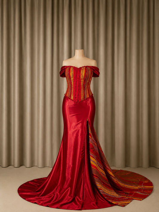 Hido iyo Dhaqan Bridal Corset Dress | Red