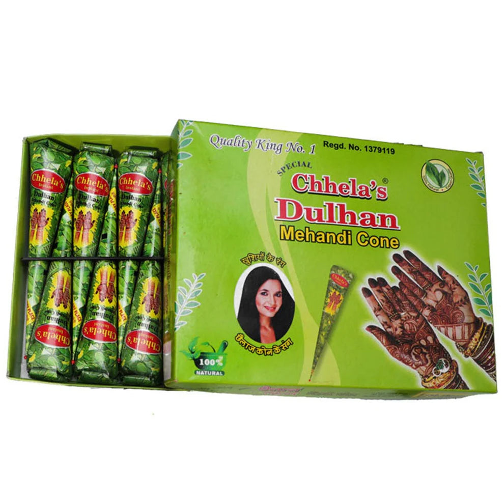 Chhela's Mehandi Cones – Premium Henna Cones (Box of 12)