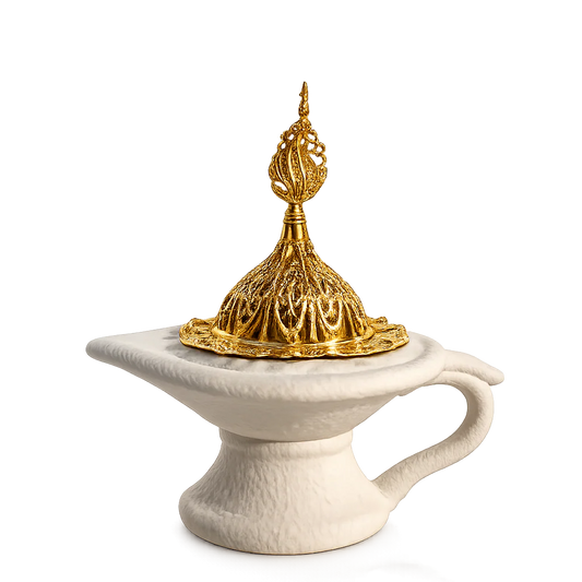 Luxury Bakhoor Burner – Elegant & Timeless Design | White & Gold