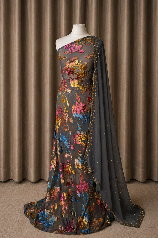 Prestige Maqbal Collection | Grey Multicoloured Dirac Set