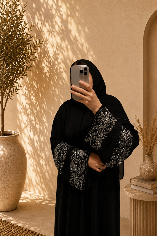 Abaya Layali – Midnight Silver