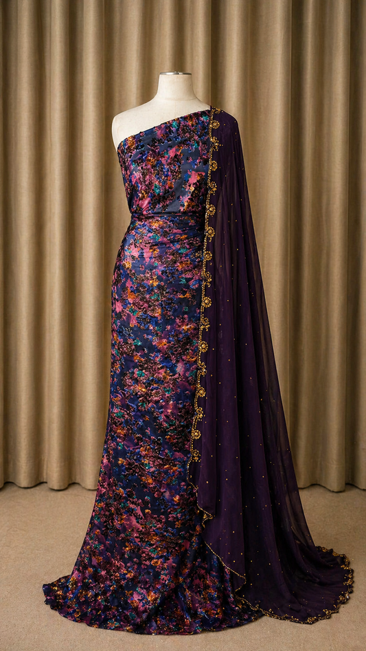 Bloom Maqbal Collection | Purple Dirac Set