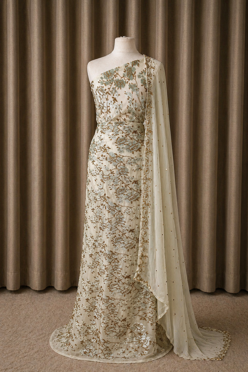 Floral Maqbal Collection | White Dirac Set