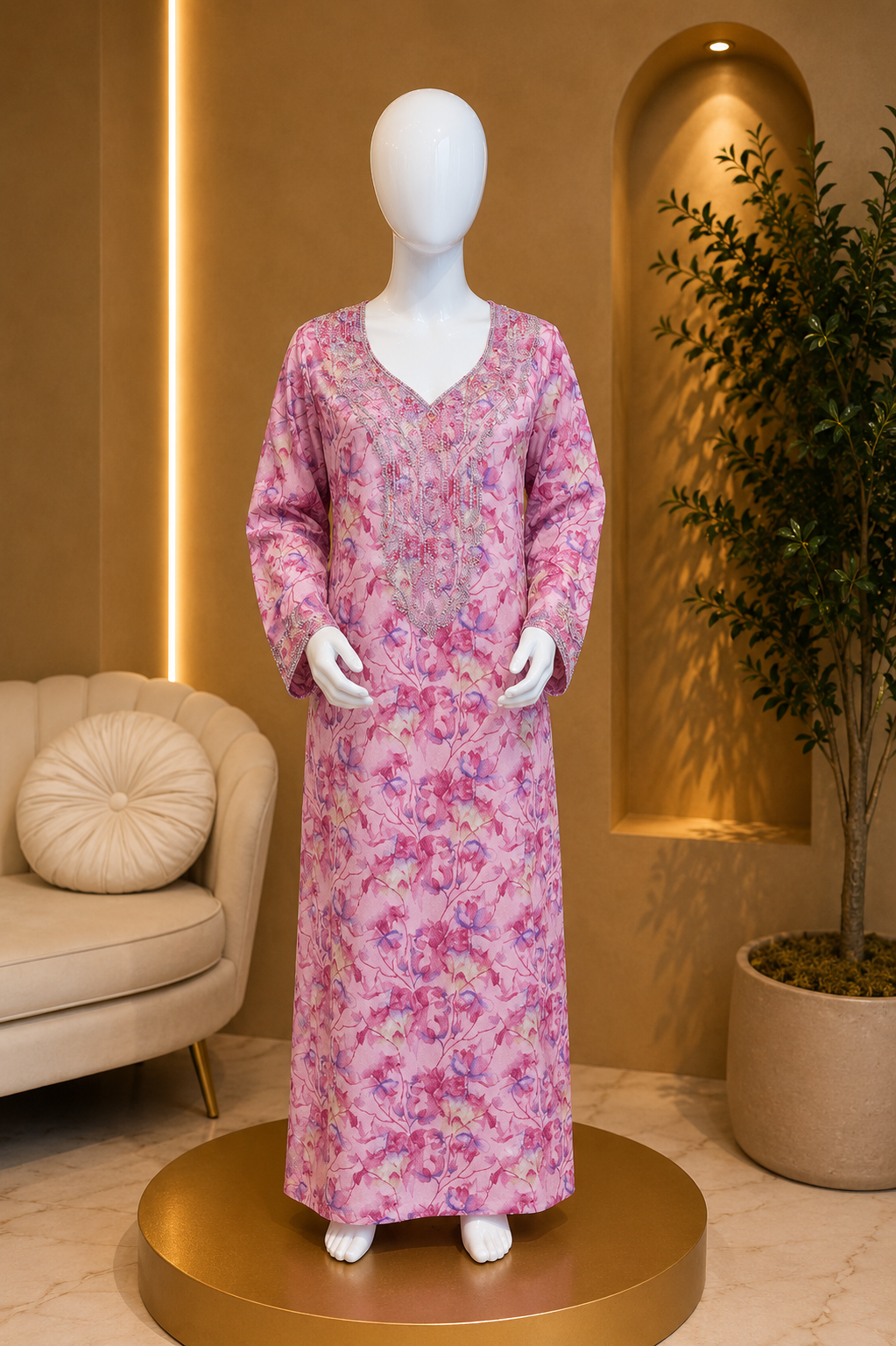 Pink/purple flower print kids Makhawer