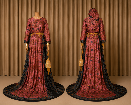 Brown Pinkish Shaash (With Stonework)